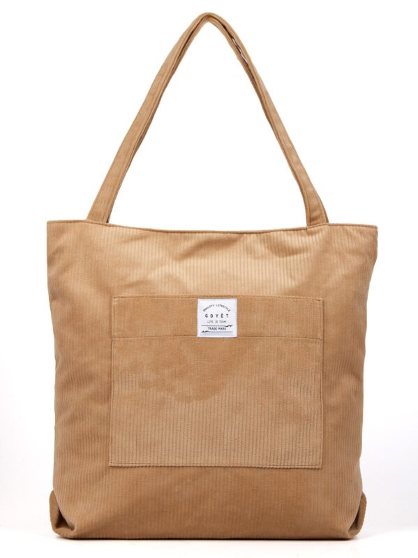 Edna Fermuarlı Büyük Boy Günlük Rahat Kullanışlı Omuz ve El Çantası Bej Kadife