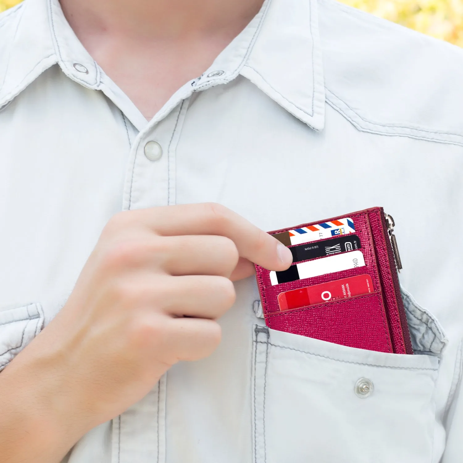 90eddb851c6c463291ed9e7734b8a40f Glorya Hakiki Deri Fermuarlı Kartlık Mor Prada - Görsel 6