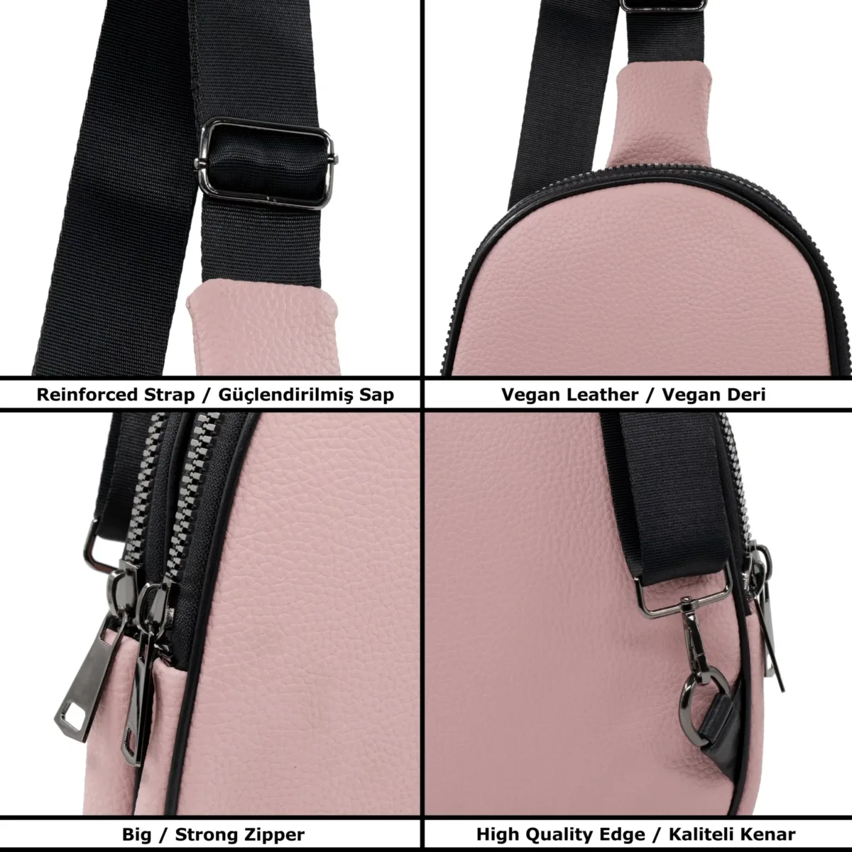 Alessi Vücut Çapraz Çanta Pembe Naturel - Görsel 8