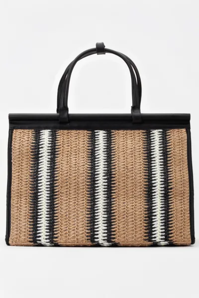 Alina Rafya Kağıt İp Hasır Omuz Çantası