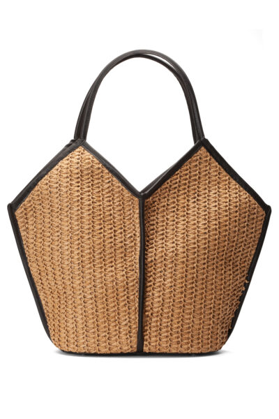 Tatum Rafya Kağıt İp Hasır Omuz Çantası Bej Siyah O
