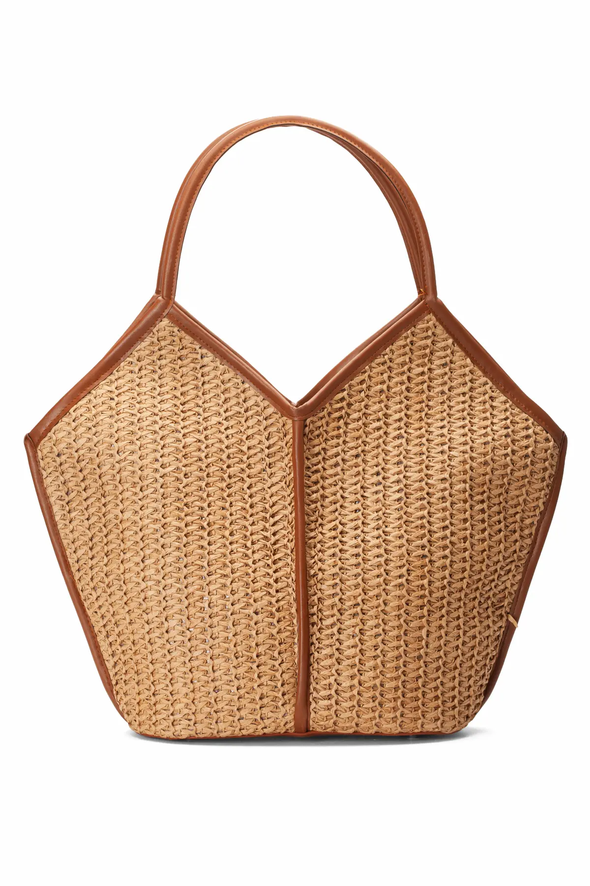 BejTabaO(1) Tatum Rafya Kağıt İp Hasır Omuz Çantası Bej Taba O - Görsel 1