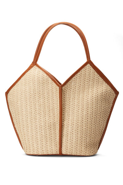 Tatum Rafya Kağıt İp Hasır Omuz Çantası Krem Taba O