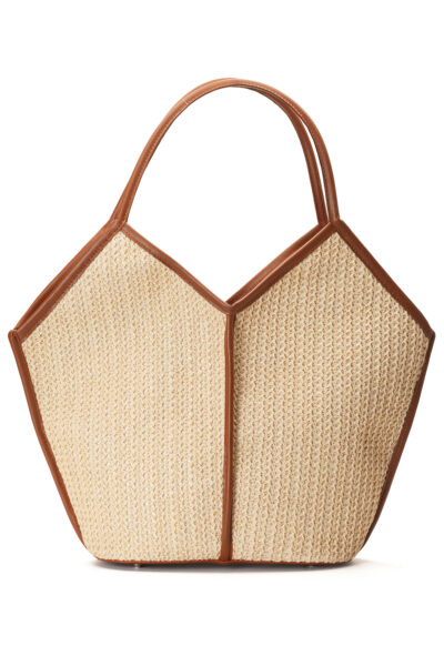 Tatum Rafya Kağıt İp Hasır Omuz Çantası Krem Taba X