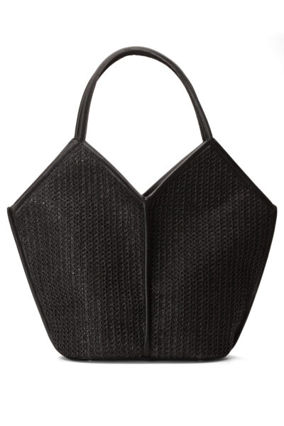 Tatum Rafya Kağıt İp Hasır Omuz Çantası Siyah Siyah X