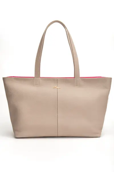 Vera Omuz Çantası Hakiki Deri Bej