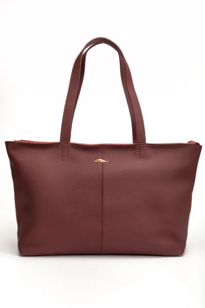Vera Omuz Çantası Hakiki Deri Bordo