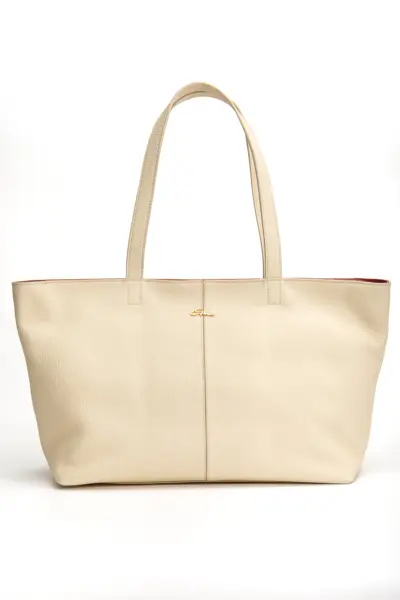 Vera Omuz Çantası Hakiki Deri Krem