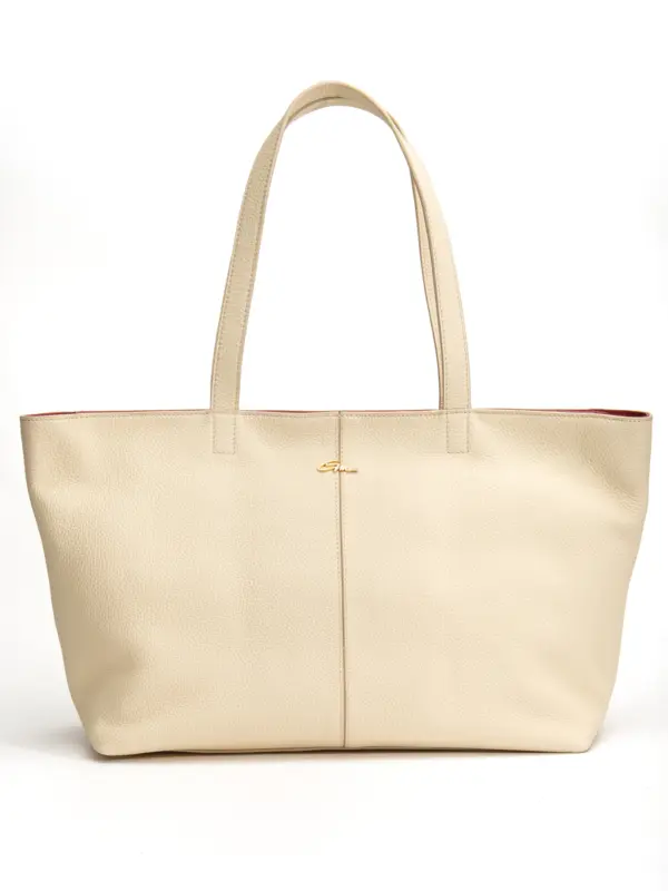 Vera Omuz Çantası Hakiki Deri Krem