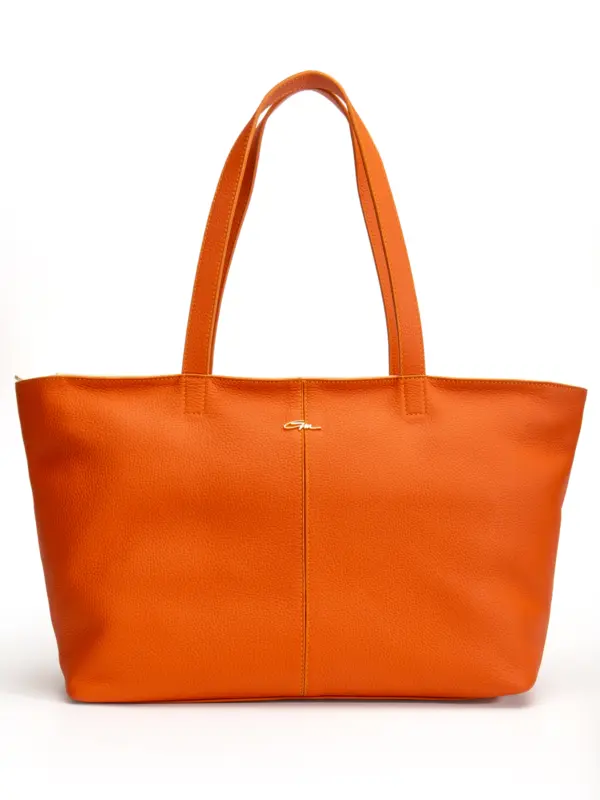 Vera Omuz Çantası Hakiki Deri Turuncu