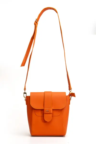 Tegan Hakiki Deri Kadın Omuz Ve Çapraz Çanta Turuncu