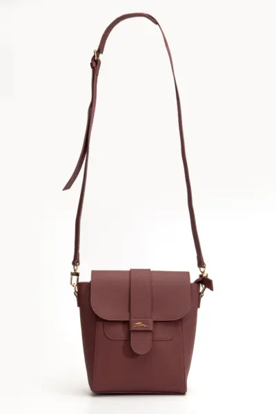 Tegan Hakiki Deri Kadın Omuz Ve Çapraz Çanta Bordo