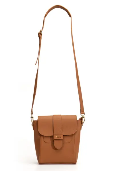 Tegan Hakiki Deri Kadın Omuz Ve Çapraz Çanta Taba