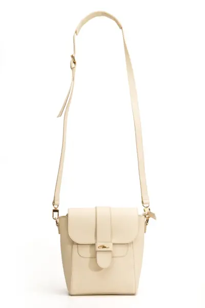 Tegan Hakiki Deri Kadın Omuz Ve Çapraz Çanta Krem